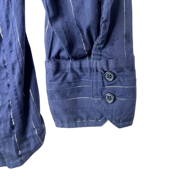 New York & Company Blue Silver Stripped Button Up Blouse Size XS - Picture 5 of 5